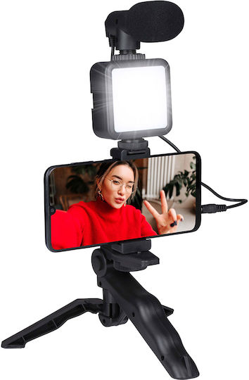 Grundig Selfie-Stick Handy-Stative Bluetooth mit Aufhelllicht Schwarz