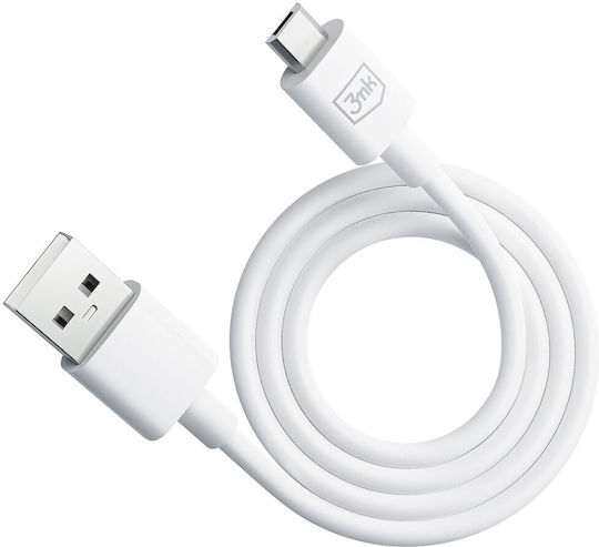 3MK Regular USB 2.0 to micro USB Cable Λευκό 1.2m