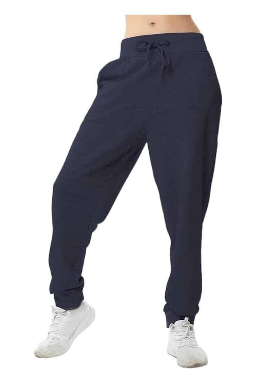 Pantaloni de trening pentru femei cu cauciuc Albastru Fleece