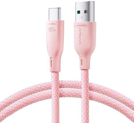 Joyroom SA34-AC6 Braided USB 2.0 Cable USB-C male - USB-A 100W PD Πολύχρωμο 1m