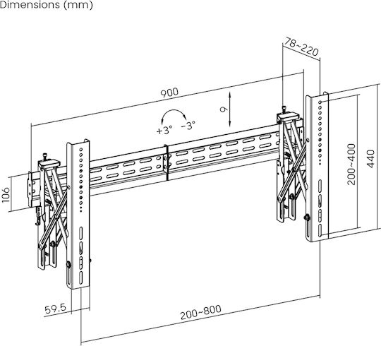 Brateck LVW02E-48T Wall TV Mount with Arm up to 70" and 70kg Black