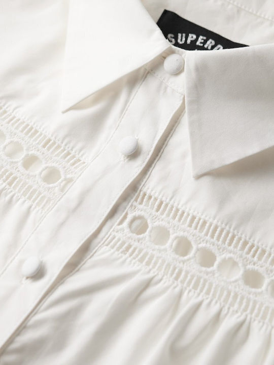 Summer Mini Shirt Dress Chalk White