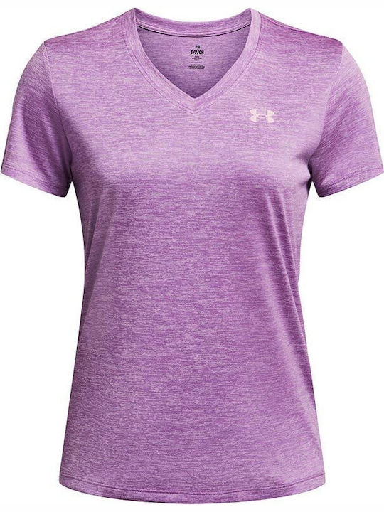 Women's Athletic Blouse Short Sleeve with V Neckline Provence Purple