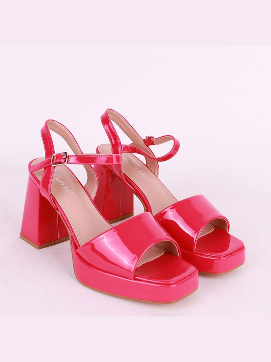 Plato Damen Sandalen aus Veloursleder in Fuchsie Farbe