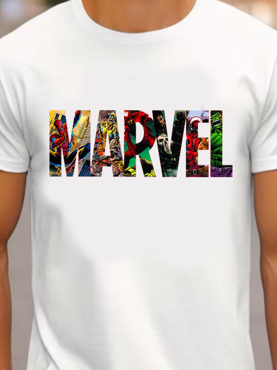 Fruit of the Loom Marvel Letters Original T-shirt Λευκό Βαμβακερό