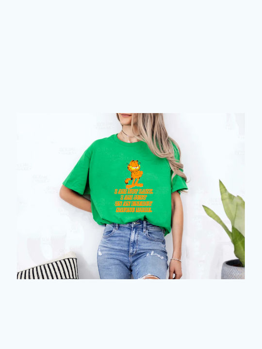 Fruit of the Loom Lazy Garfield Original T-shirt Green Cotton