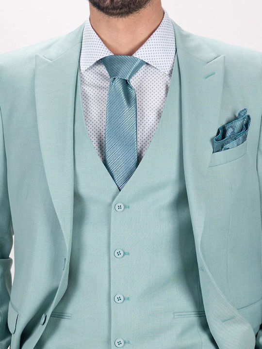 Men's Summer Suit with Vest Green