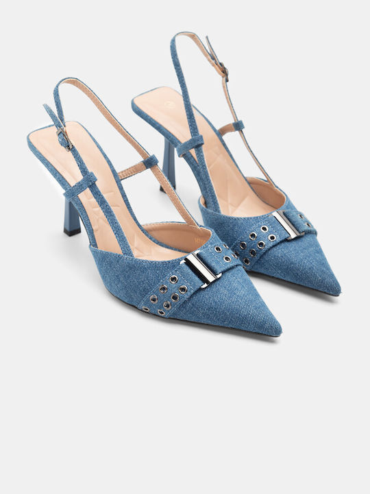 Alta Moda Pointed Toe Blue Heels with Strap