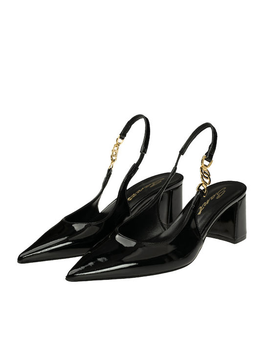 Synthetic Leather Black Medium Heels