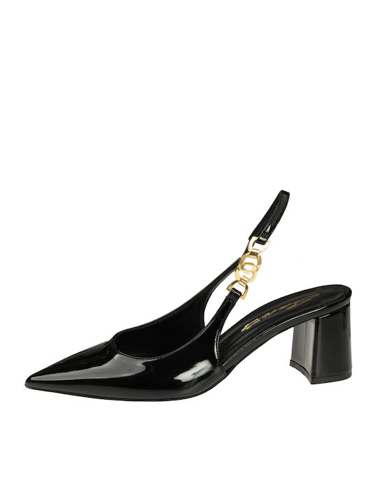 Synthetic Leather Black Medium Heels