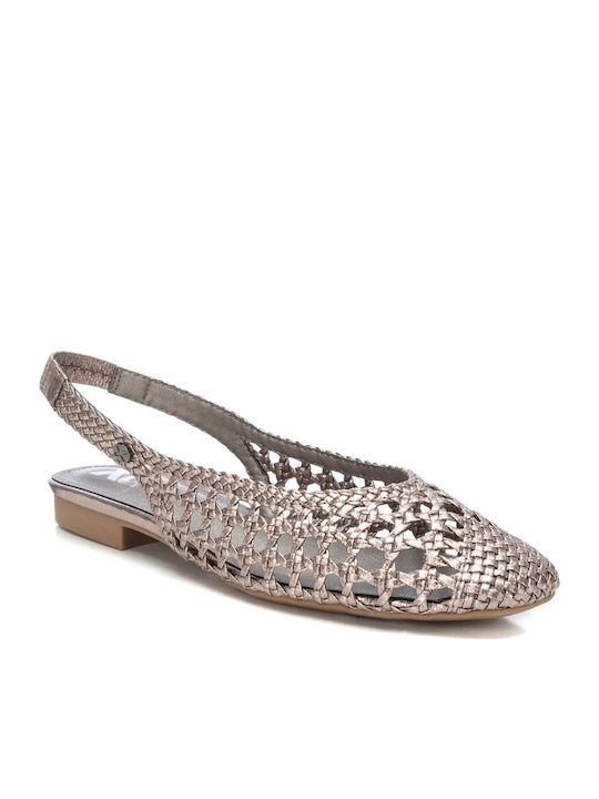 Γυναικείες Μπαλαρίνες Slingback με Λουράκι σε Ασημί Χρώμα