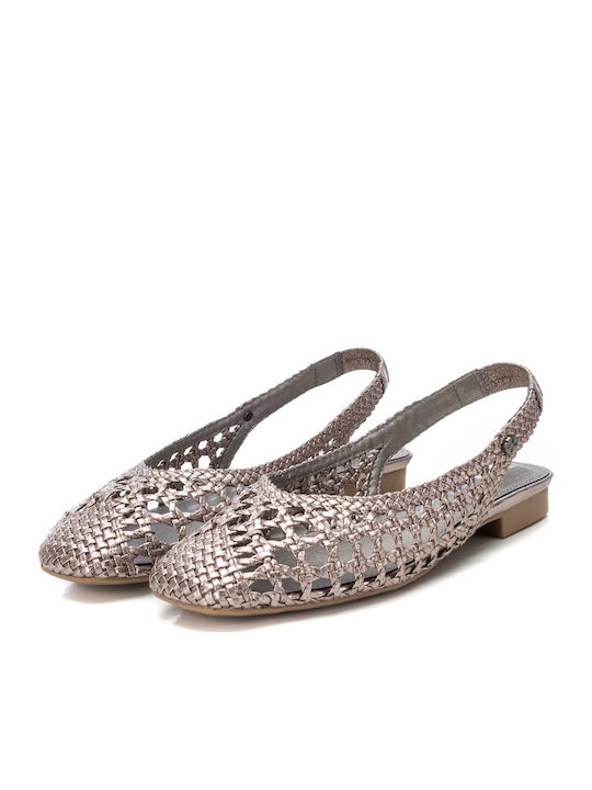 Γυναικείες Μπαλαρίνες Slingback με Λουράκι σε Ασημί Χρώμα