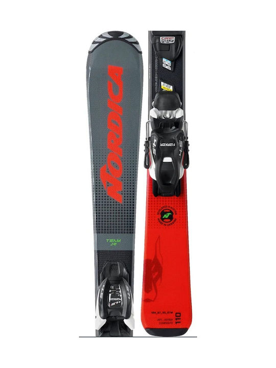 Nordica Team Jr Fdt Ski Schuhe in Rot Farbe mit Bindungen