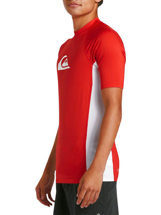 Quiksilver Men's Short Sleeve Sun Protection Shirt Red