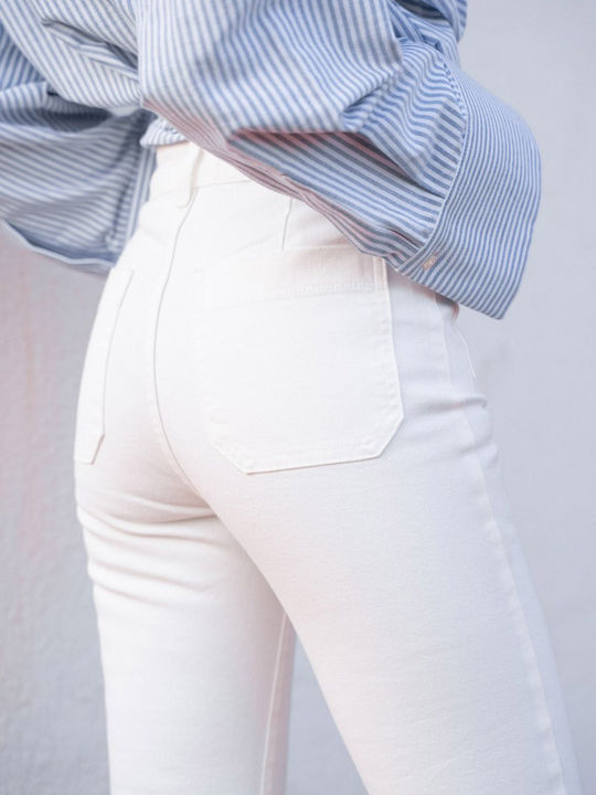 Cuca Hochgeschnitten Damenjeans WHITE