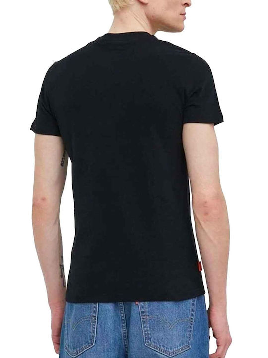 Superdry T-shirt Bărbătesc cu Mânecă Scurtă Negru