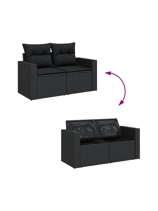 Set Outdoor Lounge Black with Pillows 13pcs