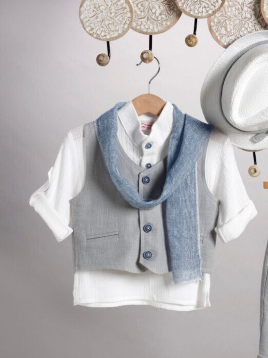 New Life Costum Botez Gri 6 Bucăți New Life Costum Botez Gri 6 Bucăți