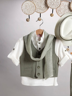 New Life Boys Baptism Suit with Vest 6pcs Khaki