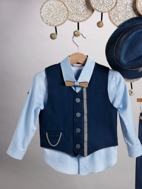 New Life Costum De Botez Albastru 6 Bucăți New Life Costum De Botez Albastru 6 Bucăți
