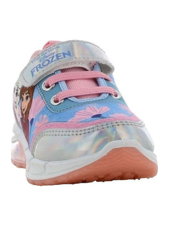 Παιδικά Sneakers Ανατομικά με Σκρατς & Φωτάκια Ροζ