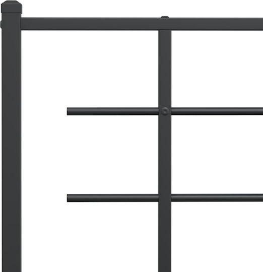 Pat Semi-dublu Metalic Negru cu Plăci pentru Saltea 120x200cm