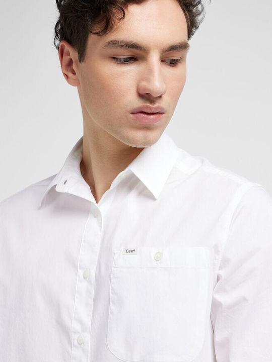 Lee Men's Shirt Short Sleeve Linen White