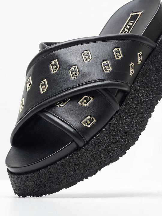 Frida Γυναικεία Σανδάλια Flatforms Μαύρα