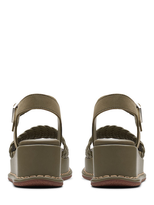 Kimmei Women's Synthetic Leather Platform Shoes Khaki