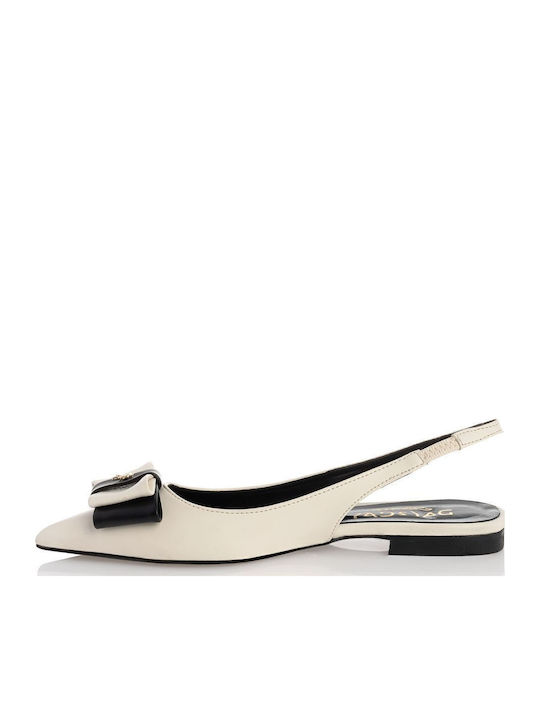 Γυναικείες Μπαλαρίνες Slingback σε Λευκό Χρώμα