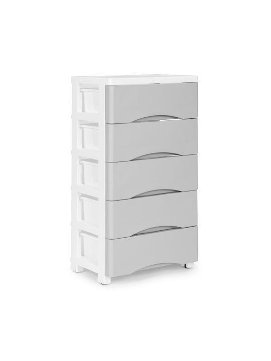 Детска гардеробна шкафче Сив с 5 чекмеджета 39x27x75бр