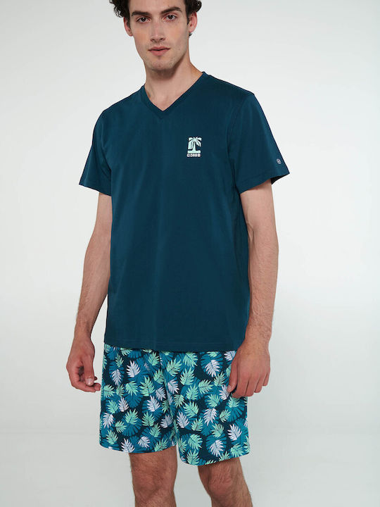 Vamp Men's Summer Cotton Pajamas Set Aqua Melon