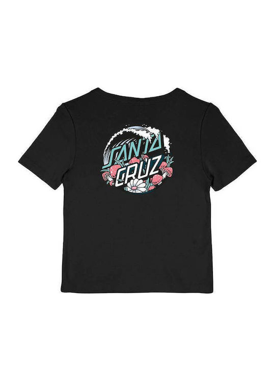 Women's Athletic Crop T-shirt Polka Dot Black