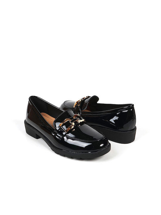 Lackleder Damen Mokassins in Schwarz Farbe
