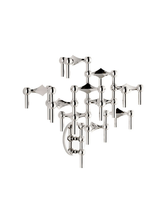 Stoff Nagel Κηροπήγιο Μεταλλικό σε Ασημί Χρώμα 11x11x14.5εκ.