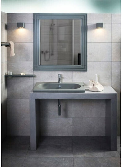 Adamidis Master Anthracite 72 An der Wand montiert Wandhängendes Waschbecken Porzellan 72x41x19cm Gray