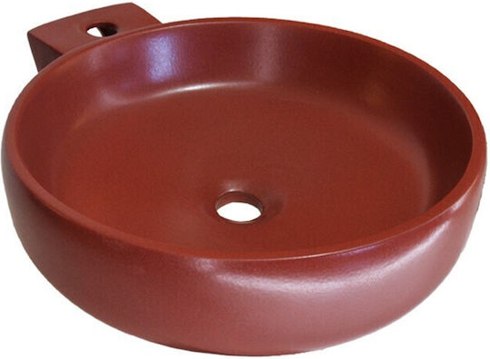 Adamidis Cupa Bordeaux 44 Επικαθήμενος Νιπτήρας Πορσελάνης 44x44x12cm Μπορντό