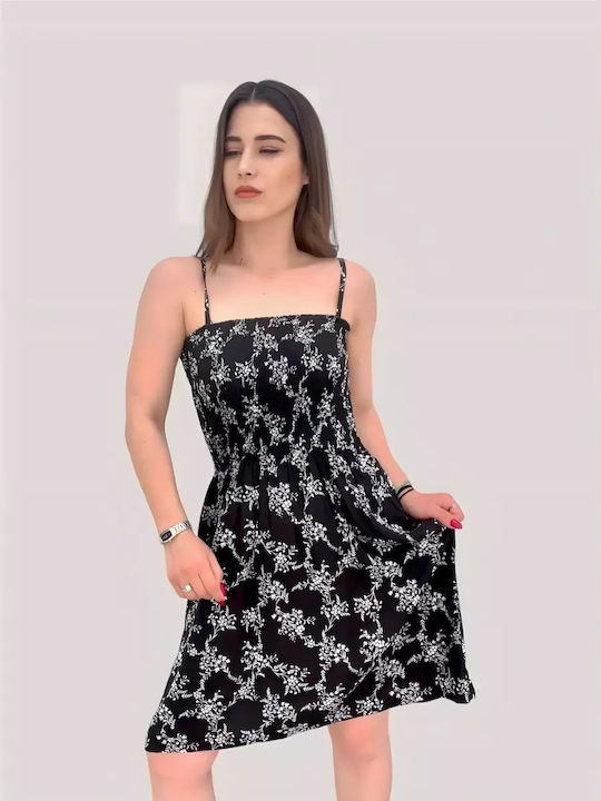 Floral Mini Dress Black One Size