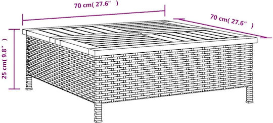 vidaXL Βάση Ομπρέλας Ξύλινη Μαύρο 70x70x25cm