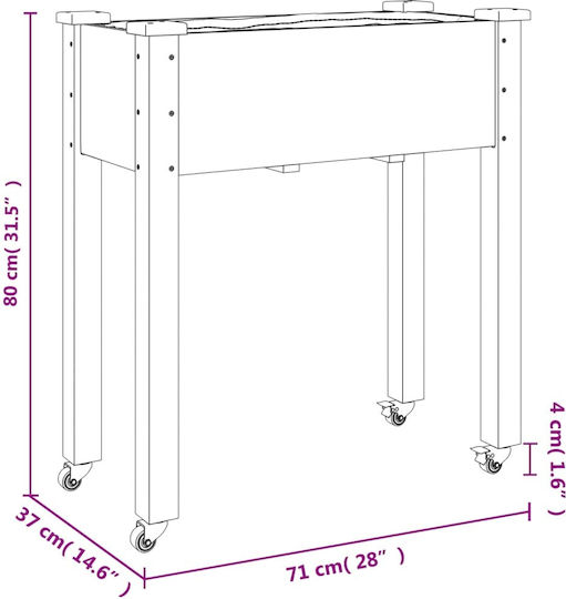 vidaXL Căptușeală Ghiveci Lemn Maro 71x37x80cm.