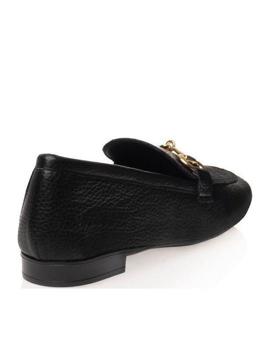 Leather Women's Moccasins in Black Color