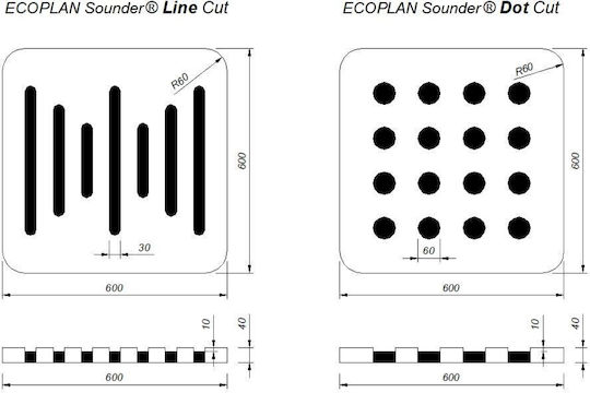 Audiodesigner Ecoplan Ηχοαπορροφητικό Πάνελ (1τμχ) 60cm x 60cm x 40mm