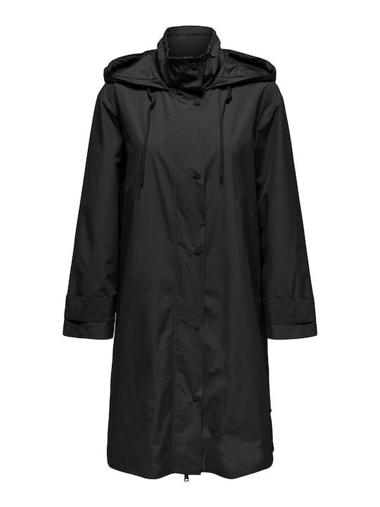 Lang Damen Parka Jacke Schwarz