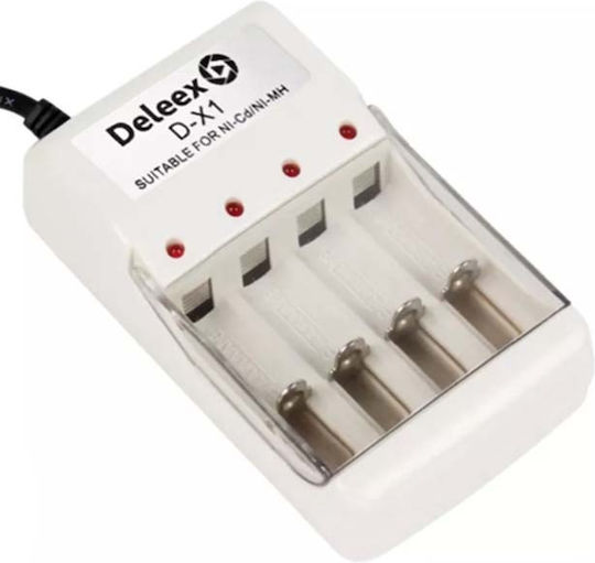 Deleex DX-0604U Зарядно 4 за батерии Ni-Cd/Ni-MH Размер AA/AAA в Бял цвят