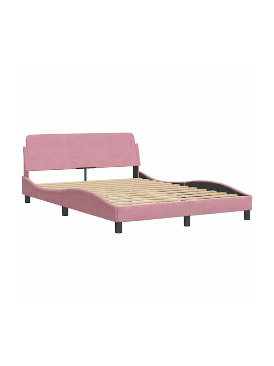 Pat Semi-dublu din Lemn Masiv Rose cu Lamele pentru Saltea 120x200cm