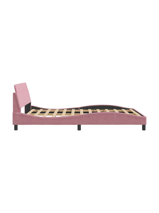 Pat Semi-dublu din Lemn Masiv Rose cu Lamele pentru Saltea 120x200cm