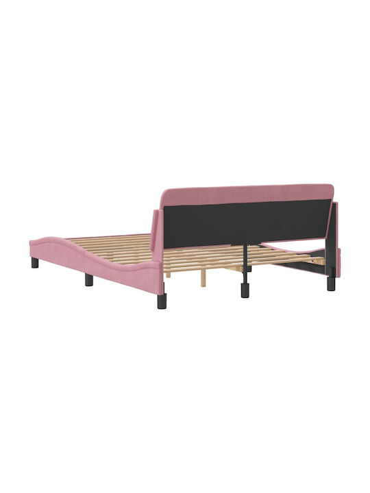 Pat Semi-dublu din Lemn Masiv Rose cu Lamele pentru Saltea 120x200cm