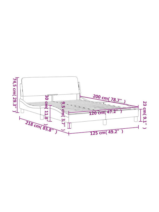 Pat Semi-dublu din Lemn Masiv Rose cu Lamele pentru Saltea 120x200cm