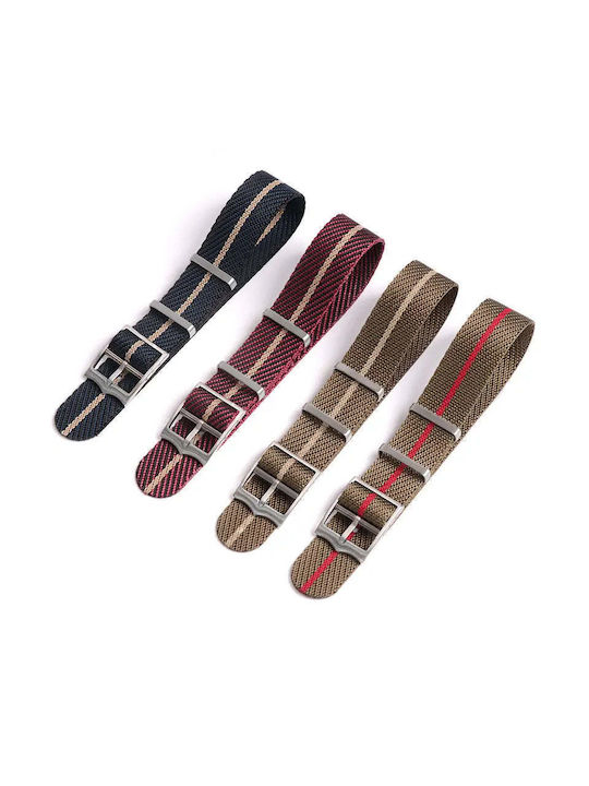 20mm Millimeters Red Gold Woven Nylon Fabric Nato Strap