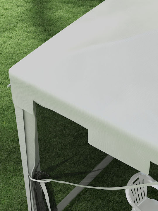Outsunny Gazebo Garten Weiß 4x3m